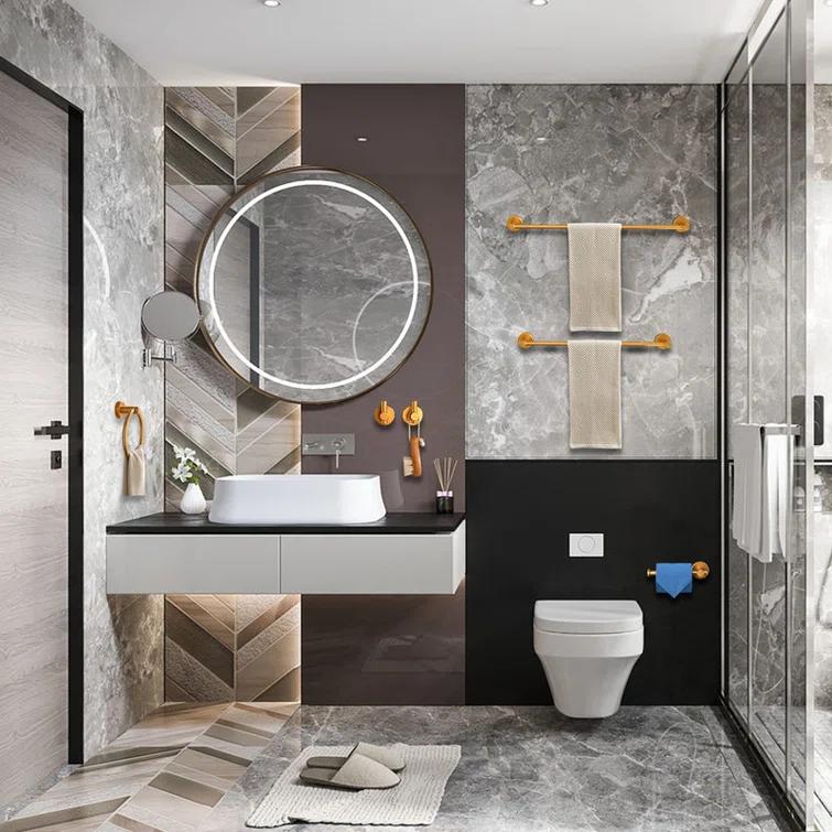 6 Piece Aluminium Bathroom Towel Rack Set Wall Mount