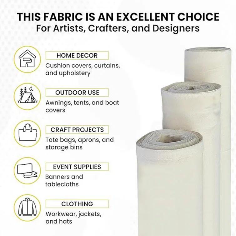 FabricLA Premium Duck Cloth Canvas Fabric lWide 2 Yards |