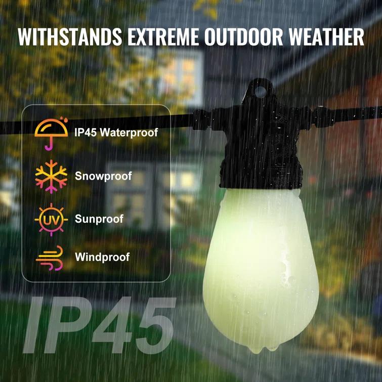 Stellweilan Tessberg 100FT RGB Outdoor String Lights Waterproof Patio Lights with APP Control