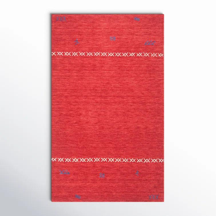 Santiago Handmade Wool Red Rug
