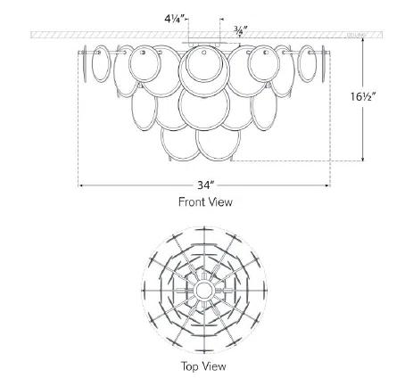 Clear Glass and Nickel 34" LED Flush Mount Light