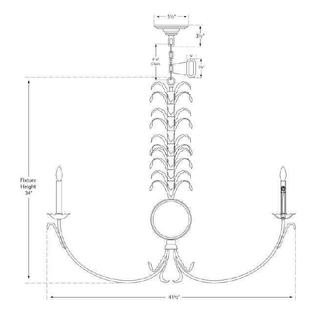 Gramercy Antique Mirror and Gilded Iron 8-Light Chandelier