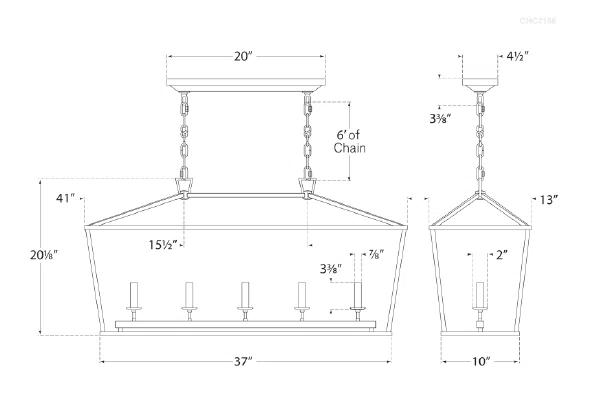 Polished Nickel 5-Light Indoor Linear Chandelier