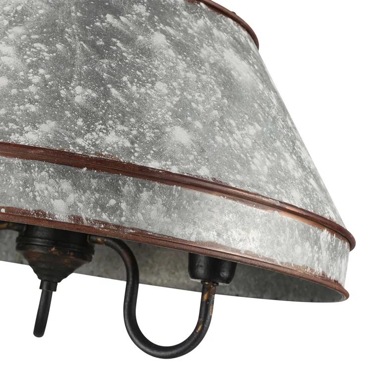 Emmalea 3-Light Pendant in Antique Black Iron with Galvanized Steel