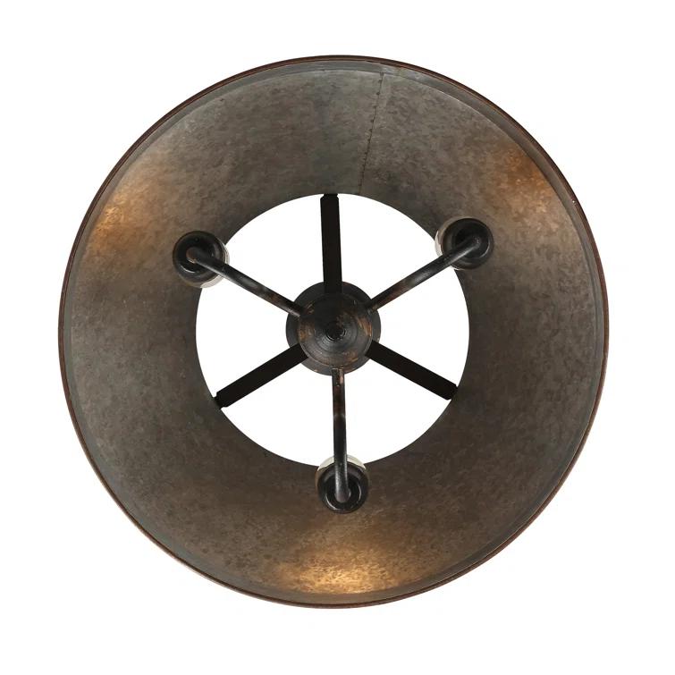 Emmalea 3-Light Pendant in Antique Black Iron with Galvanized Steel