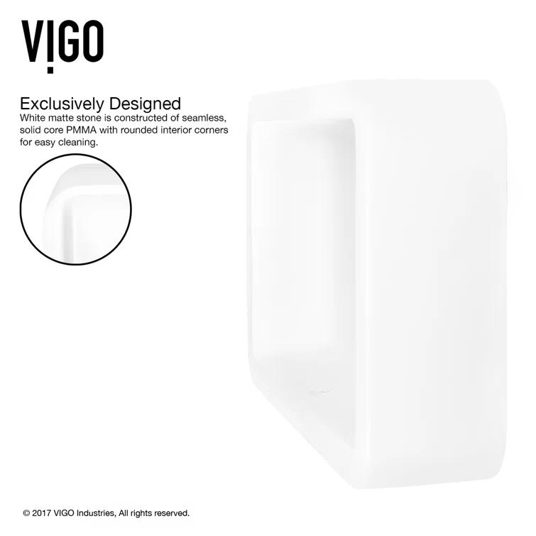 Petunia 23" L x 16" W x 5" H Rectangular White Matte Stone™ Vessel Bathroom Sink with 12" H Faucet