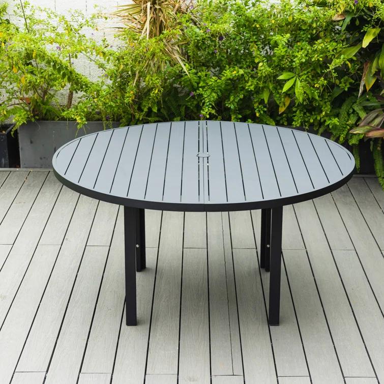 7-Piece Patio Dining Set With 60" Round Aluminum Dining Table And 6 Dining Armchair