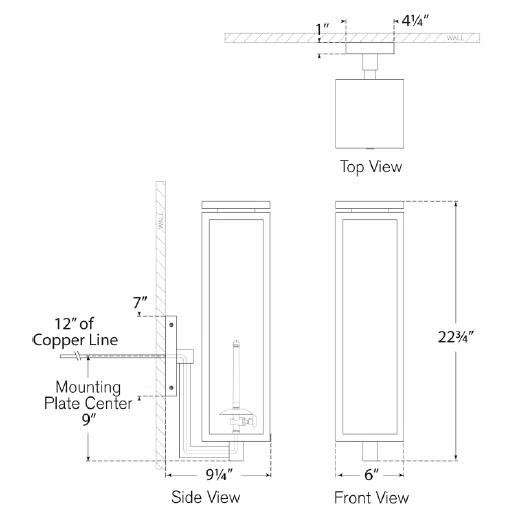 Tall Copper and Glass Outdoor Gas Lantern