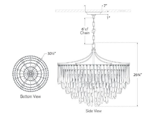 Plaster White Crystal 10-Light Chandelier