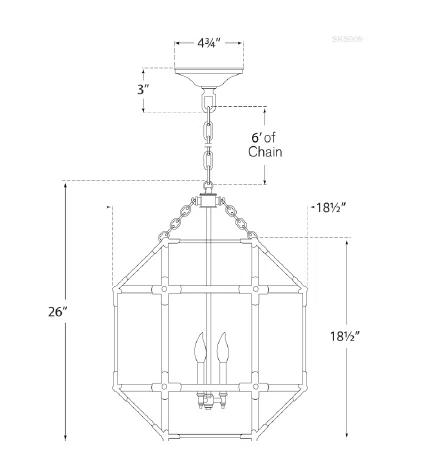 Antique Zinc and Glass 26" Pendant Light