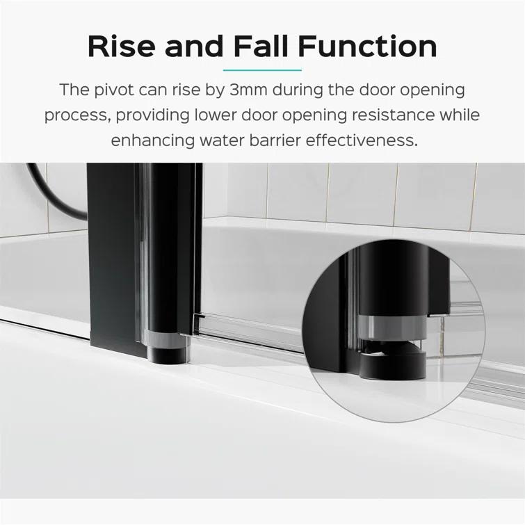 KUNMINGZHUHE 43 In. W * 58 In. H Frameless Folding Shower Doors For Bathtub, 1/4" (6Mm) Thick SGCC Tempered Glass Door, Bathroom Pivot Tub Glass Door ZH2745-W1552P173134