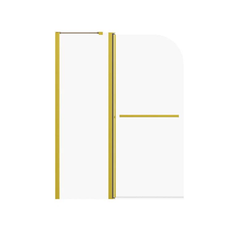 43 In. W * 58 In. H Frameless Folding Shower Doors For Bathtub, 1/4" (6Mm) Thick SGCC Tempered Glass Door, Bathroom Pivot Tub Glass Door