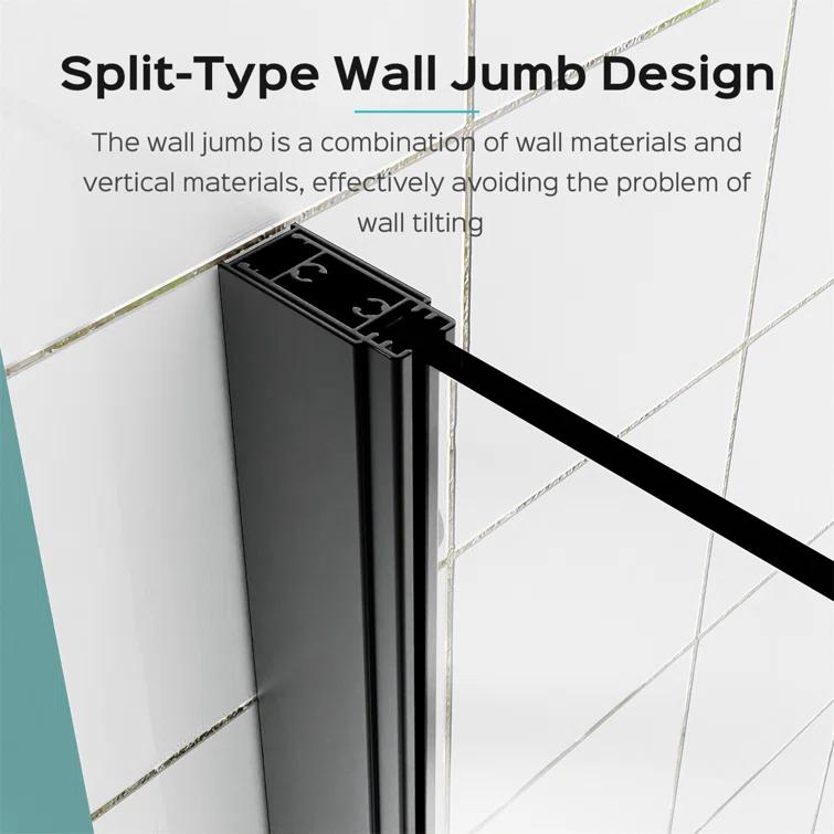 KUNMINGZHUHE 43 In. W * 58 In. H Frameless Folding Shower Doors For Bathtub, 1/4" (6Mm) Thick SGCC Tempered Glass Door, Bathroom Pivot Tub Glass Door ZH2745-W1552P173134