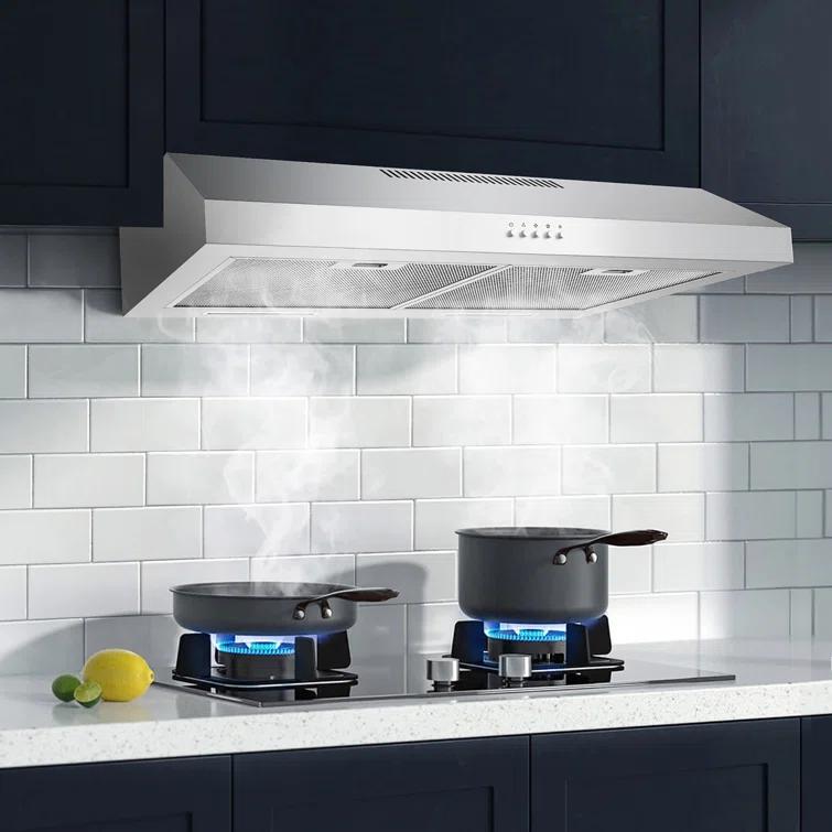 Streamline 30 In. T-3007-1-DL Savona Ductless Undermount 80 CFM Range Hood In Brushed Stainless Steel With Mesh Filters, Push Button Control, LED Light