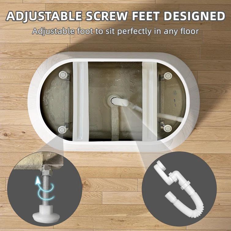 55" Freestanding Soaking Acrylic Bathtub Contemporary Stand Alone Tub with Pop-Up Drain