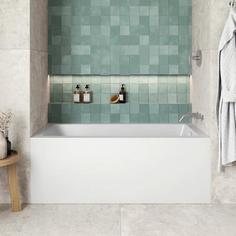 Streamline GA-304-10-WH 60 in. x 30 in. Acrylic Right-Hand Drain Alcove Bathtub in Glossy White With External Drain in Glossy White