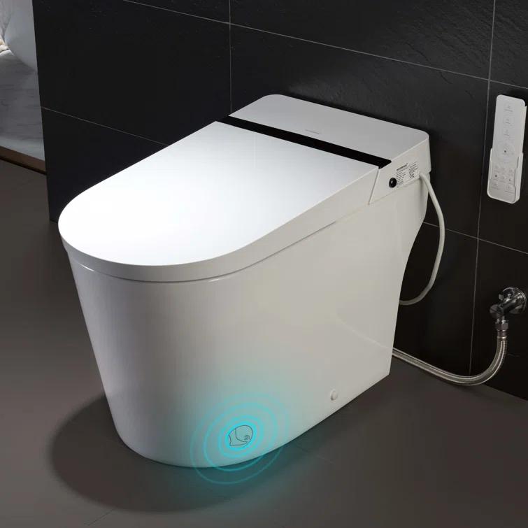 Auto Open/Close Tankless Smart Bidet Toilet with Auto Flush, Foot Sensor Function, Heated Seat,Dryer