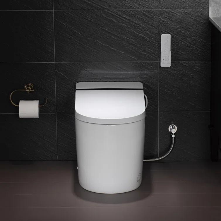 Auto Open/Close Tankless Smart Bidet Toilet with Auto Flush, Foot Sensor Function, Heated Seat,Dryer