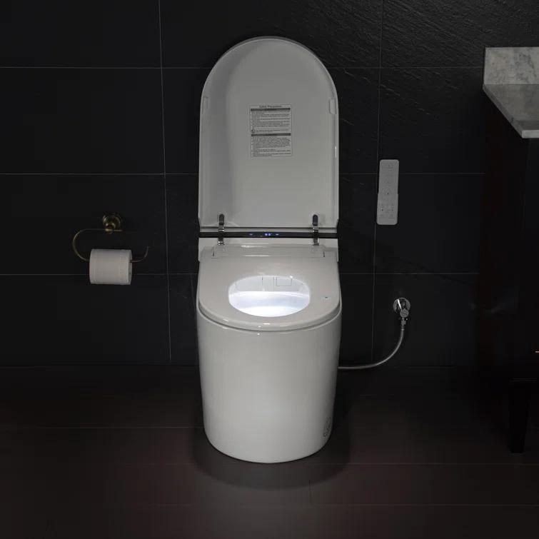 Auto Open/Close Tankless Smart Bidet Toilet with Auto Flush, Foot Sensor Function, Heated Seat,Dryer