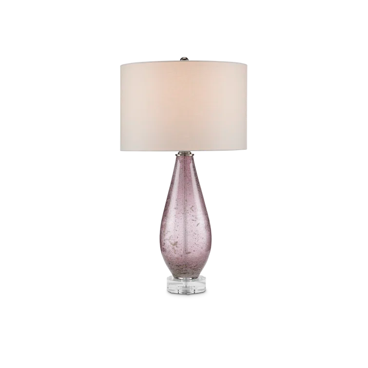 Optimist Purple and Clear Glass Table Lamp with Antique Nickel Finish