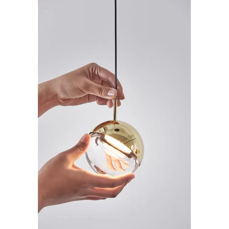 Brass and Glass Mini Globe LED Pendant Light