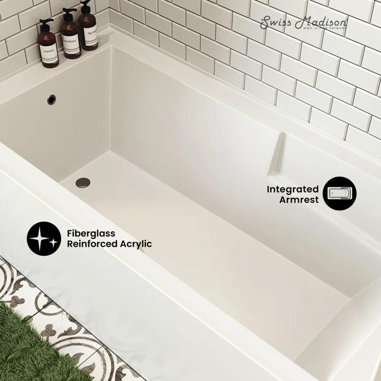 Voltaire 72" x 36" Alcove Bathtub with Apron and Armrest