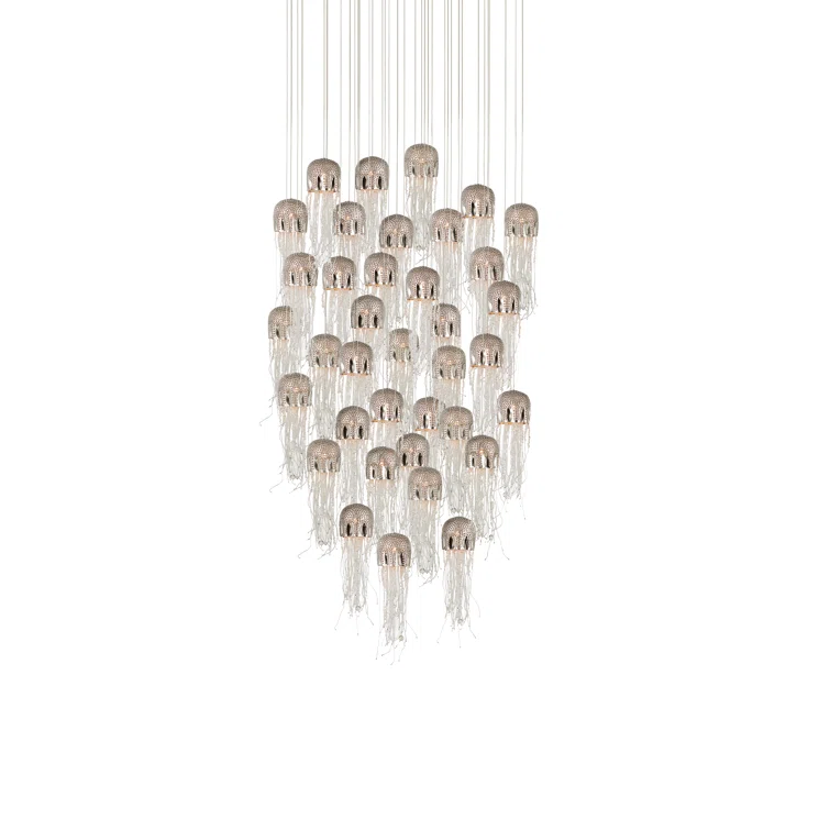 Medusa 36-Light Nickel Glass LED Pendant Chandelier