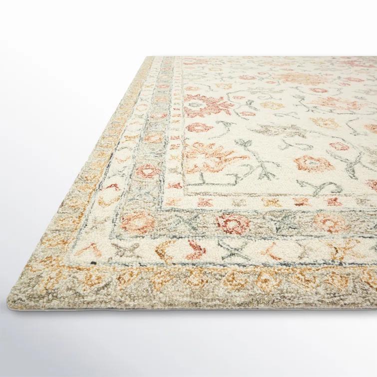Aden Oriental Hand-Hooked Wool Ivory/Rust Area Rug