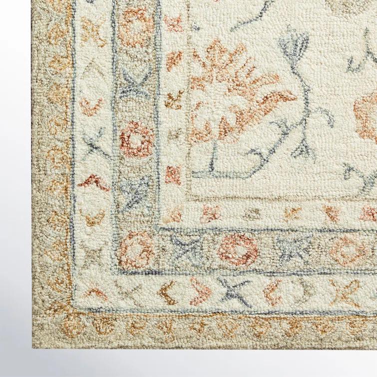 Aden Oriental Hand-Hooked Wool Ivory/Rust Area Rug
