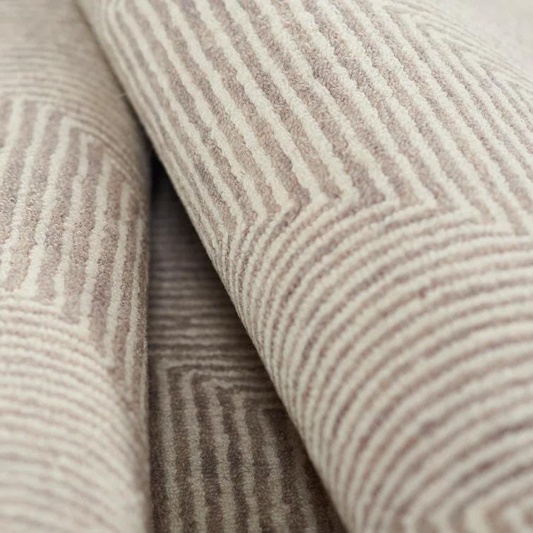 Wheaton Chevron Handmade Tufted Wool Taupe Area Rug