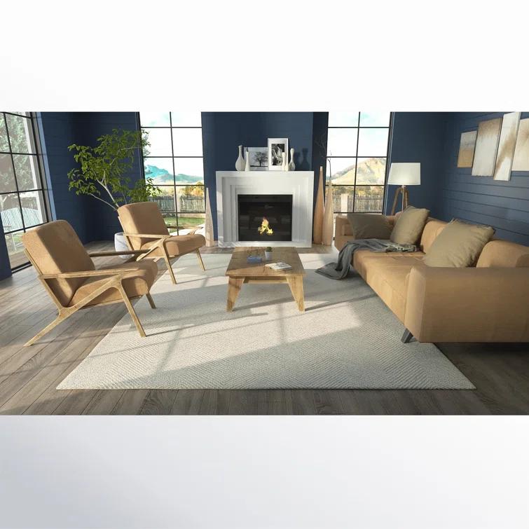 Wheaton Chevron Handmade Tufted Wool Taupe Area Rug