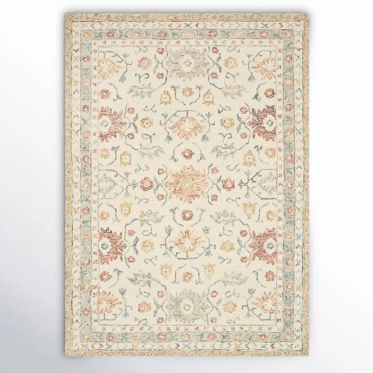 Aden Oriental Hand-Hooked Wool Ivory/Rust Area Rug