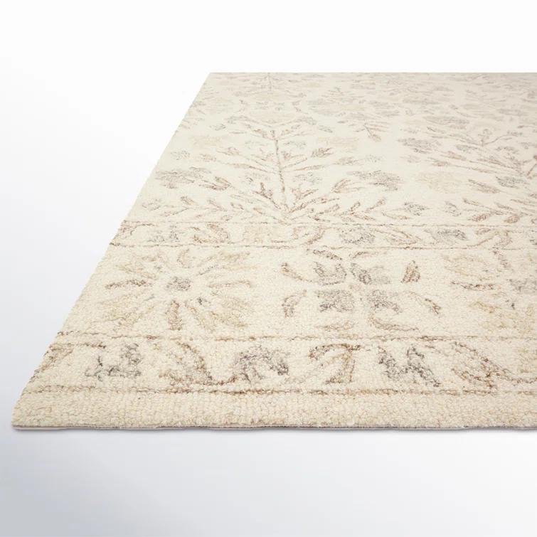 Aden Floral Handmade Hooked Wool Ivory/ Brown/Grey Area Rug