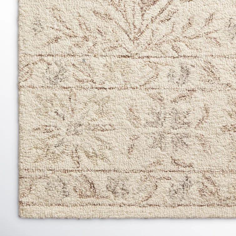 Aden Floral Handmade Hooked Wool Ivory/ Brown/Grey Area Rug