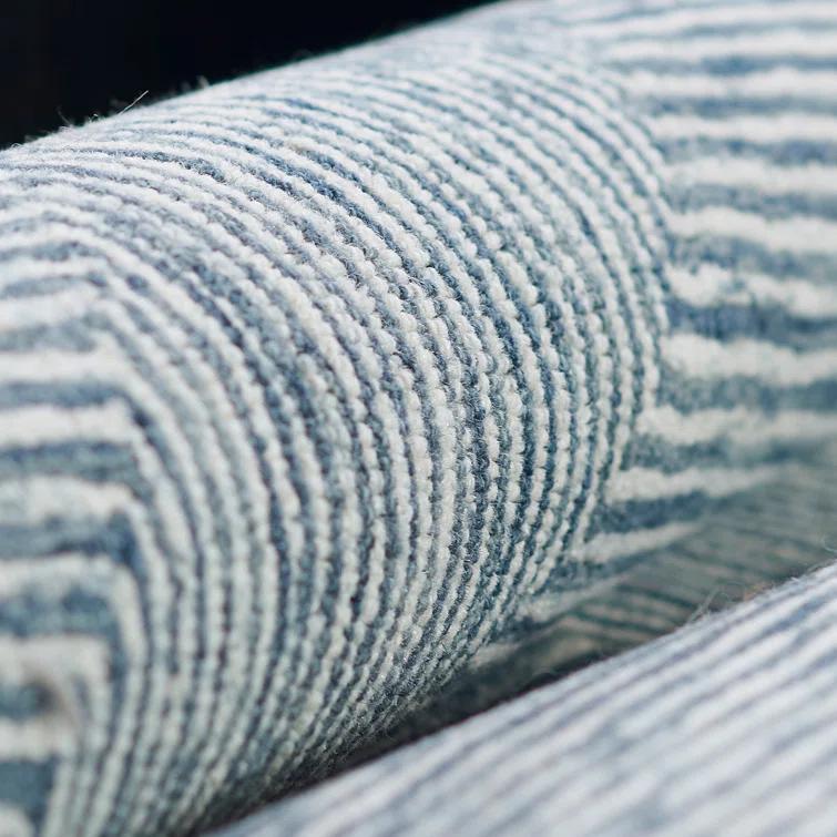 Momeni 3'6"x5'6" Charles Zig Zag Handtufted Area Rug Denim Blue: Wool, Cotton & Latex Backing, Low Pile, Indoor Use