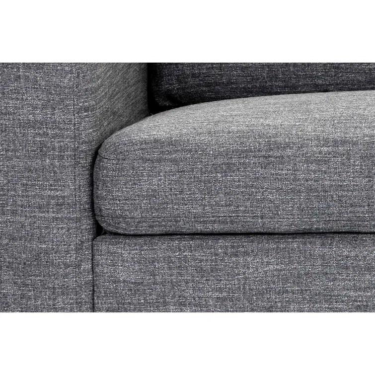 Ethan Quarry Gray Linen and Wood 111" Modern Sofa Chaise