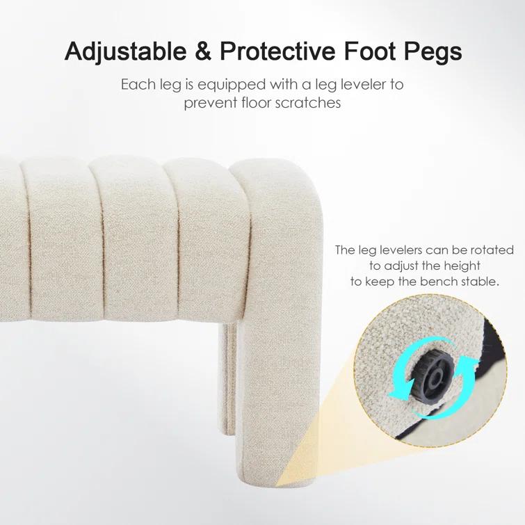 Oyan 43"or 63"W Channel Tufted Upholstered Bedroom Bench