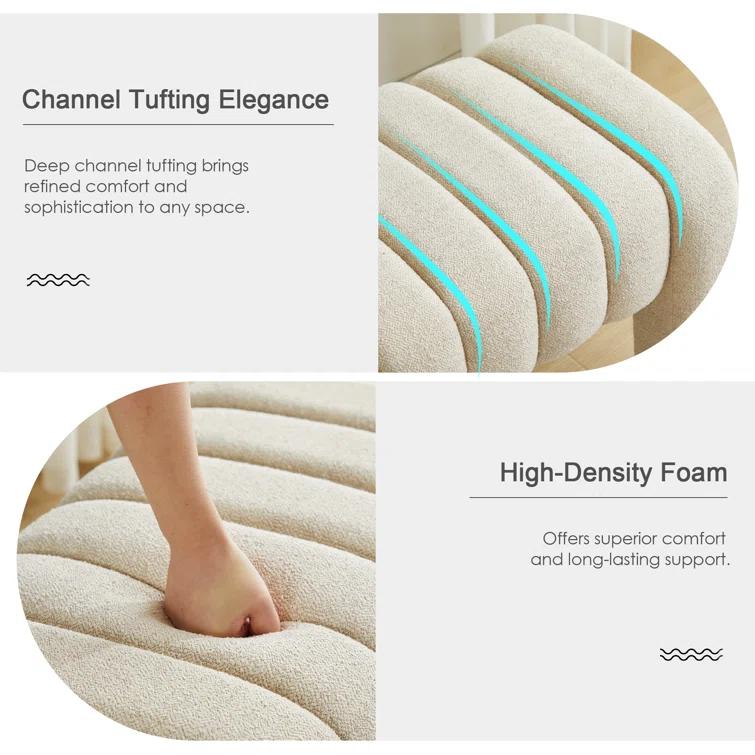 Oyan 43"or 63"W Channel Tufted Upholstered Bedroom Bench