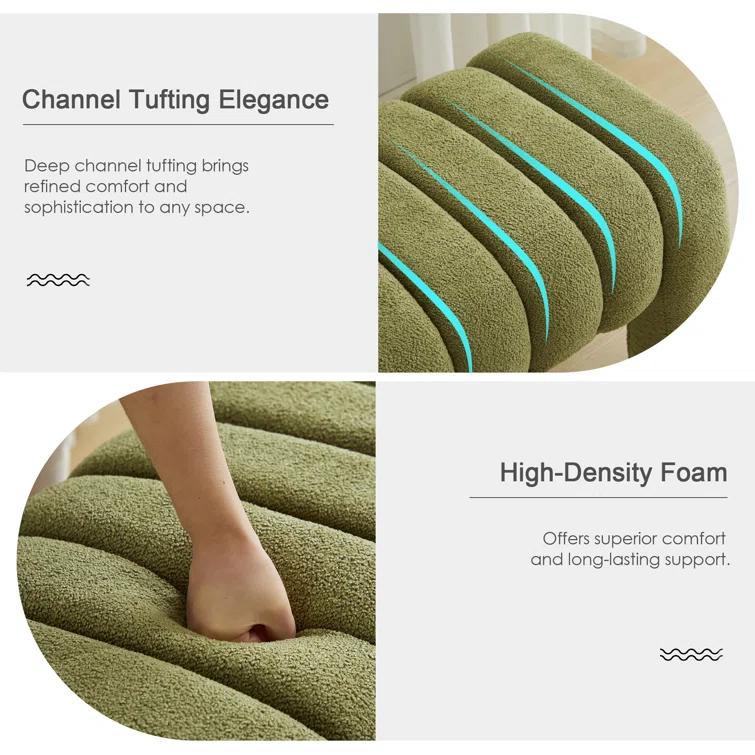 Oyan 43"or 63"W Channel Tufted Upholstered Bedroom Bench