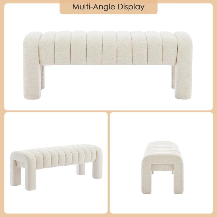 Oyan 43"or 63"W Channel Tufted Upholstered Bedroom Bench