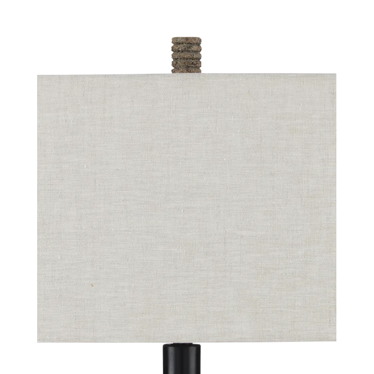 Rustic Granite Terracotta Table Lamp with Vanilla Linen Shade