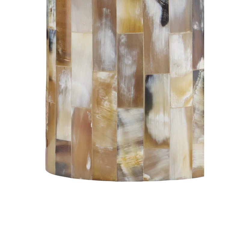 Beige Linen and Natural Horn Inlay Table Lamp
