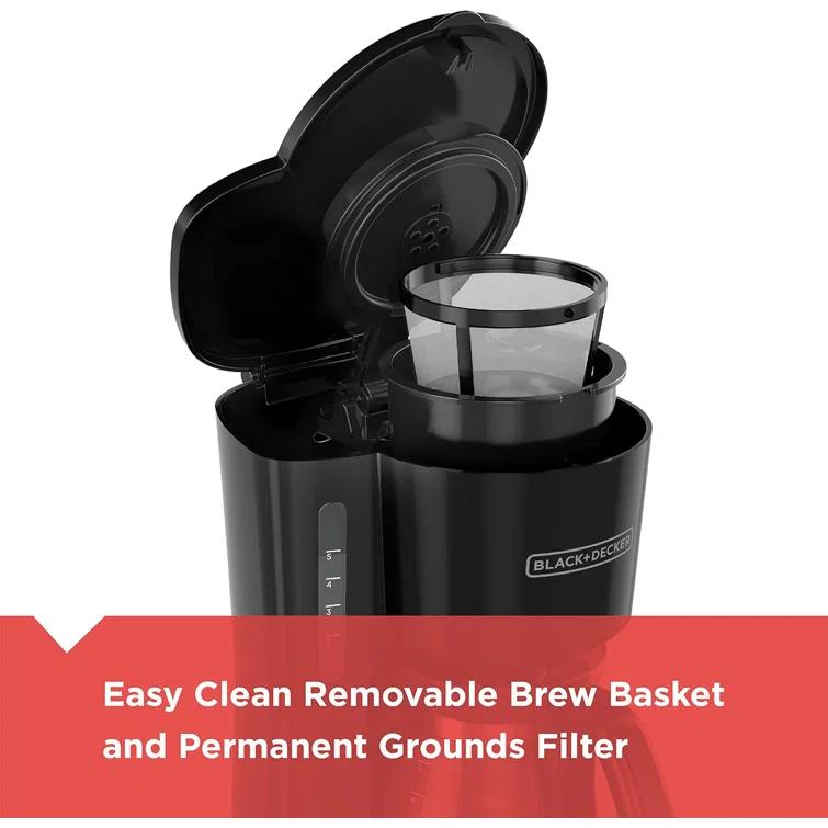 BLACK+DECKER CM0700BZ 4-in-1 5-Cup Coffee Station Coffeemaker, Black