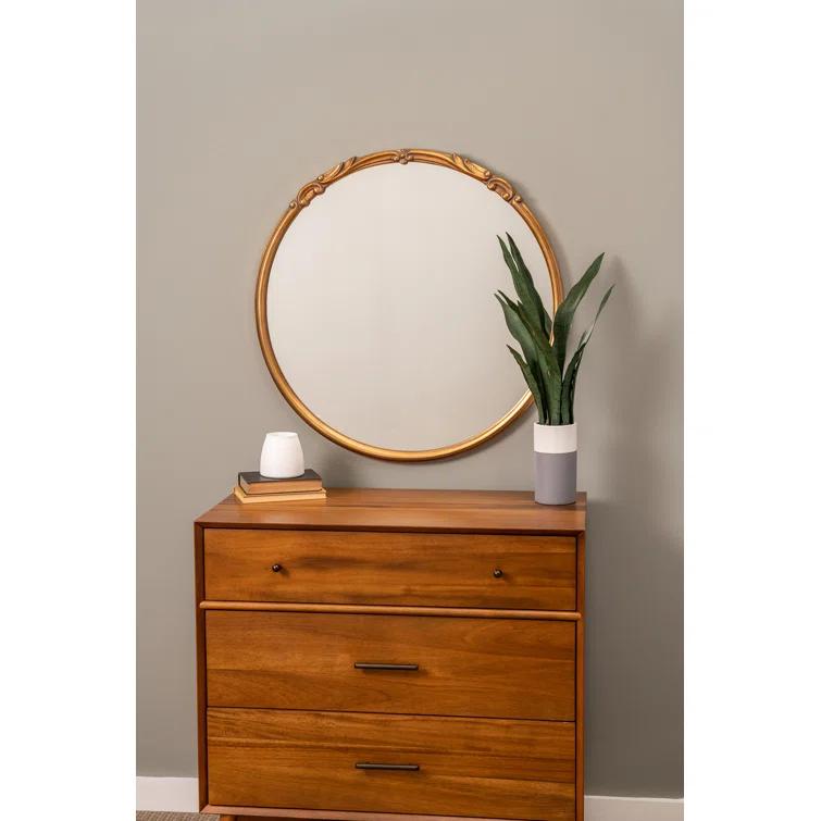 Elegant Franco 34" Round Silver and Gold Wall Mirror