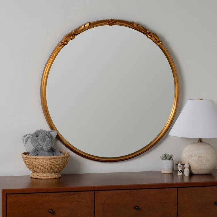 Elegant Franco 34" Round Silver and Gold Wall Mirror