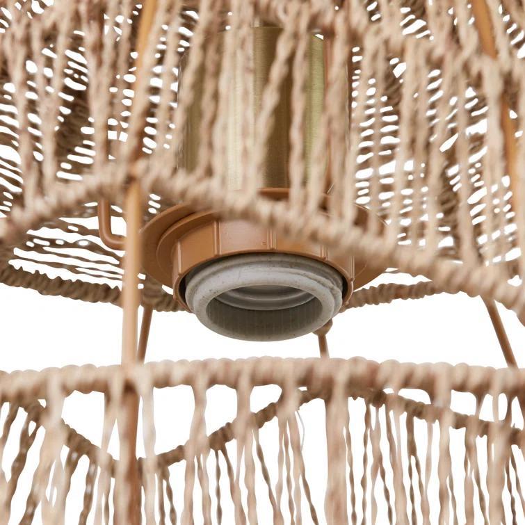 Mistana™ 15.5" Ames Metal and Woven Hemp Rope Hanging Pendant, Brown