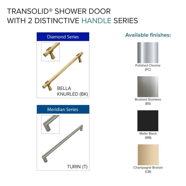 Transolid Elizabeth 38-in W x 76-in H Hinged Shower Door with Clear Glass