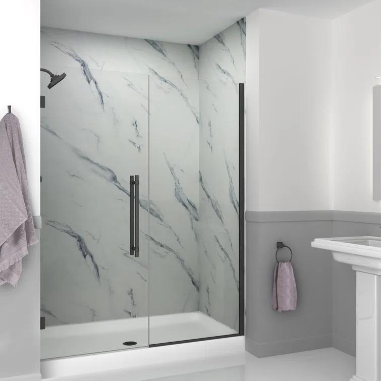 Transolid EHTB585287610C-BK-MB Transolid Elizabeth 58.5-in W x 76-in H Hinged Shower Door with Clear Glass