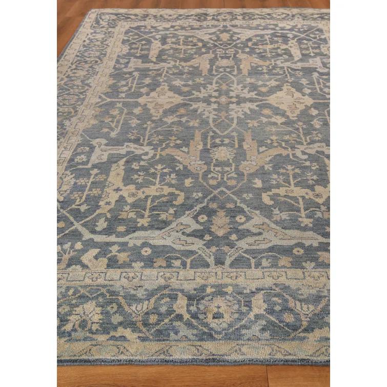 Exquisite Rugs Antique Weave Oushak Handmade Hand Knotted New Zealand Wool Blue Area Rug