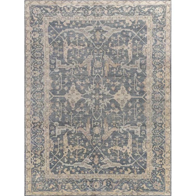 Exquisite Rugs Antique Weave Oushak Handmade Hand Knotted New Zealand Wool Blue Area Rug